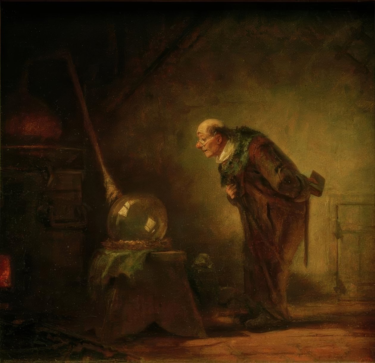 Alkymisten med en bog i venstre hånd af Carl Spitzweg