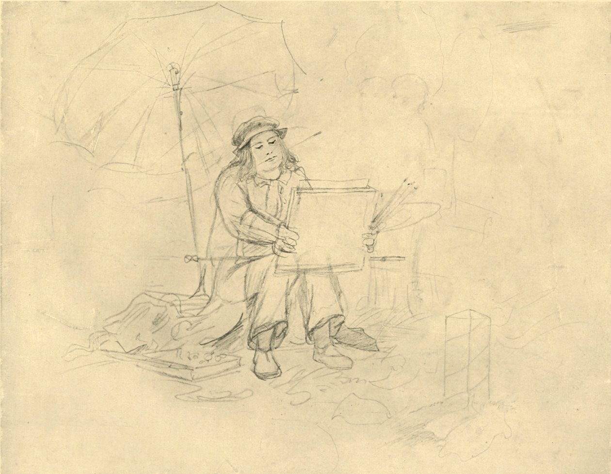 Der Landschaftsmaler II, midten af slutningen af det 19. århundrede, c1924. af Carl Spitzweg