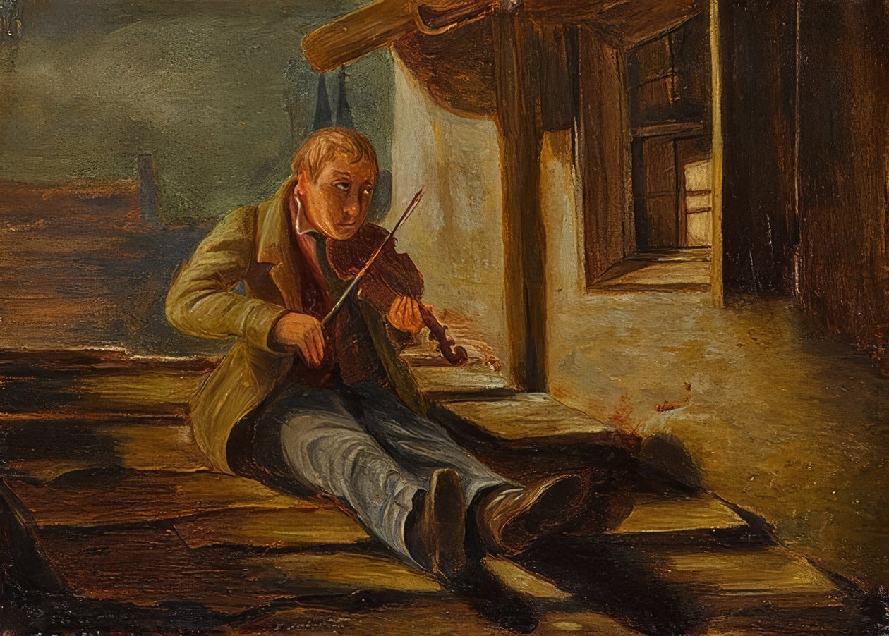 Den hornede tag violinist af Carl Spitzweg
