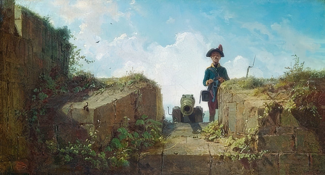Strikkeforposten. Omkring 1860 af Carl Spitzweg