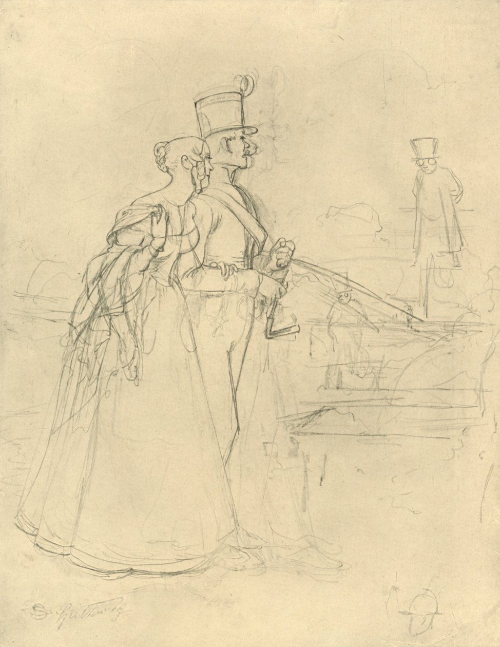 Die Begegnung, midten af slutningen af det 19. århundrede, c1924. af Carl Spitzweg