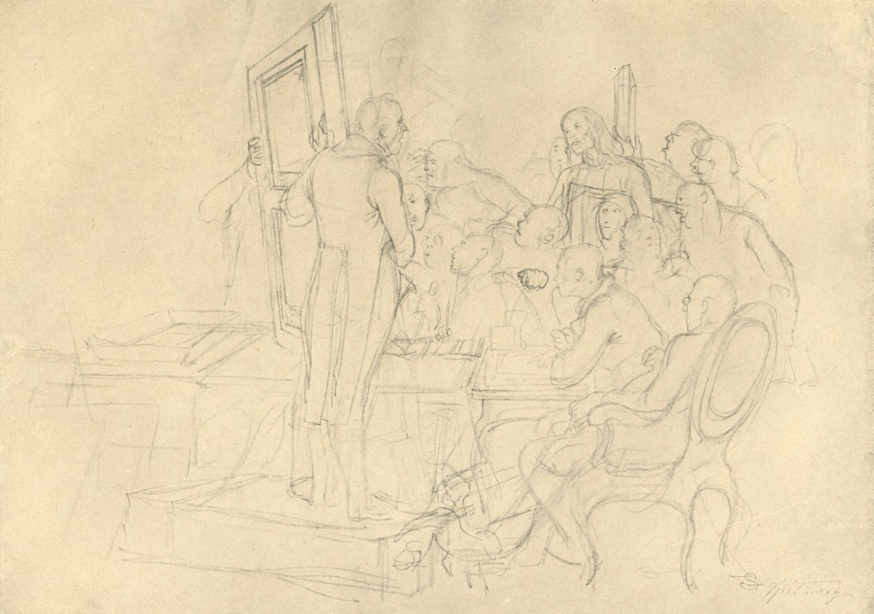 Die Kunstauktion, midten af slutningen af det 19. århundrede, c1924. af Carl Spitzweg