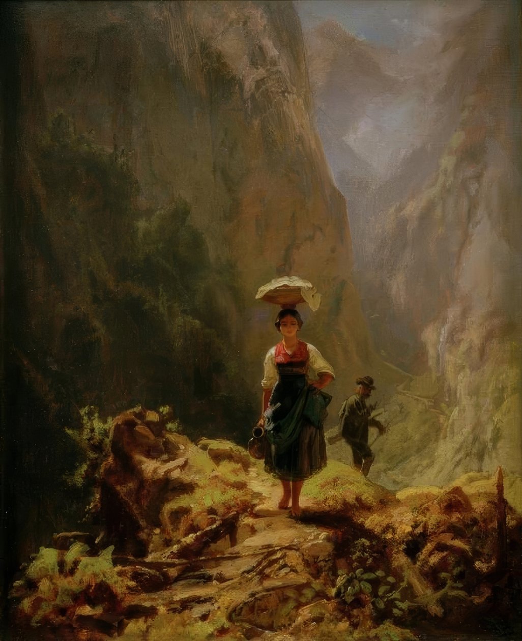 Dirndler og jægere i bjergene af Carl Spitzweg
