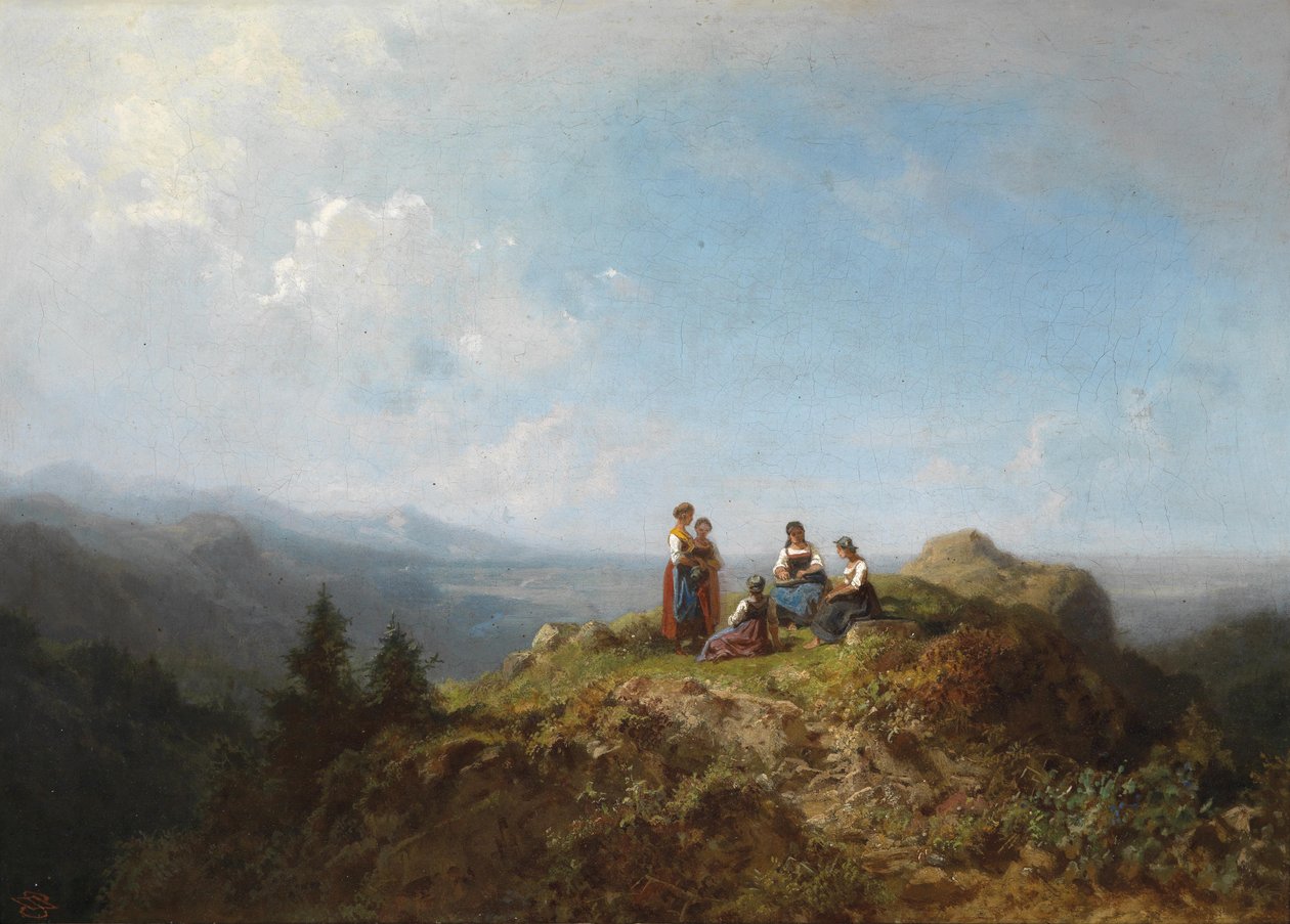 Dirndls på Alm af Carl Spitzweg