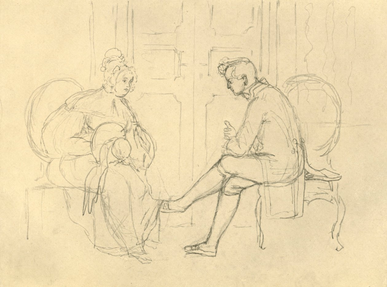 Seriøst spørgsmål, midten af ​​slutningen af ​​det 19. århundrede, c1924. af Carl Spitzweg