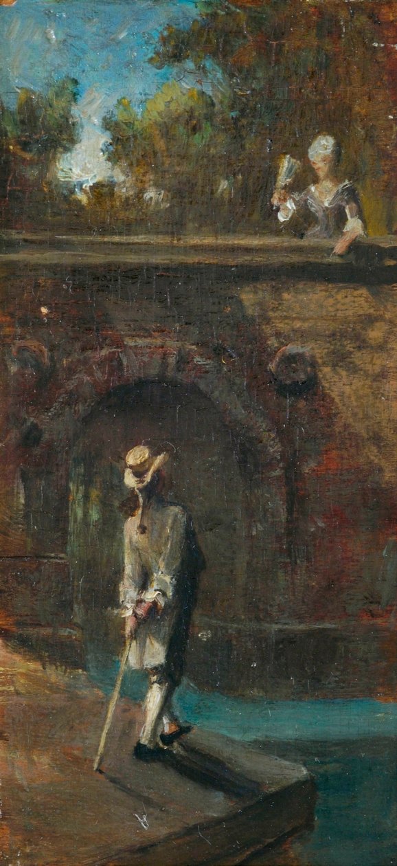 Galant scene ved en flodbro af Carl Spitzweg