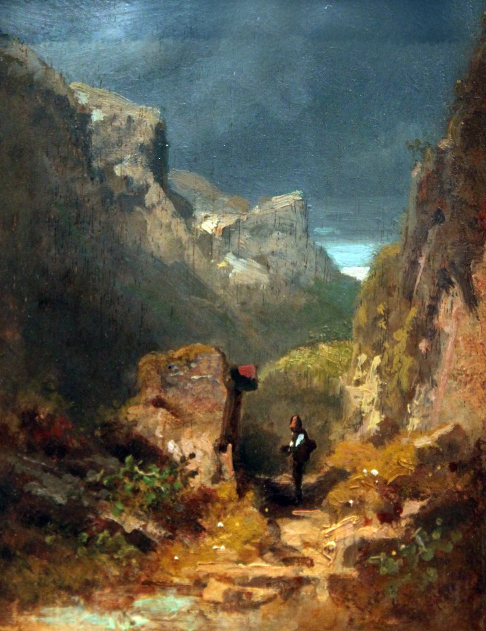 Bjerglandskab med Marterl på en klippe af Carl Spitzweg