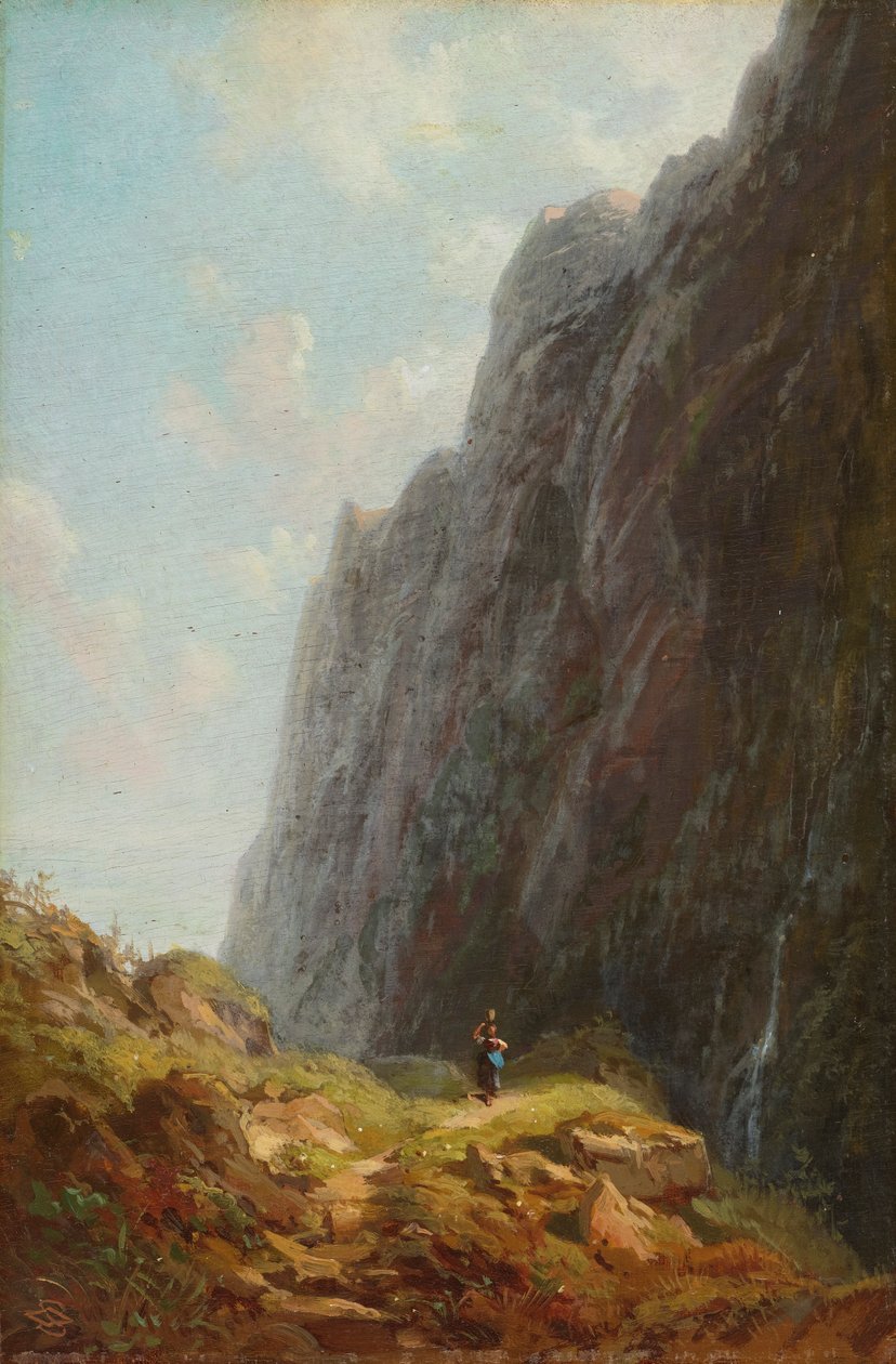 Bjerglandskab med en mejeri i Wendelstein -området af Carl Spitzweg