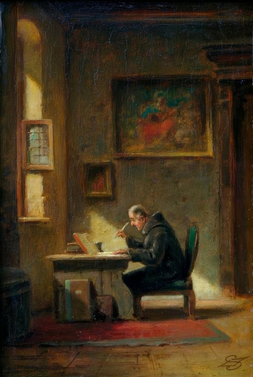 Lærde munk ved skrivebordet af Carl Spitzweg