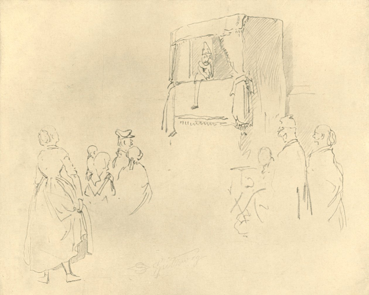 Kasperltheater I, midten af slutningen af det 19. århundrede, c1924. af Carl Spitzweg