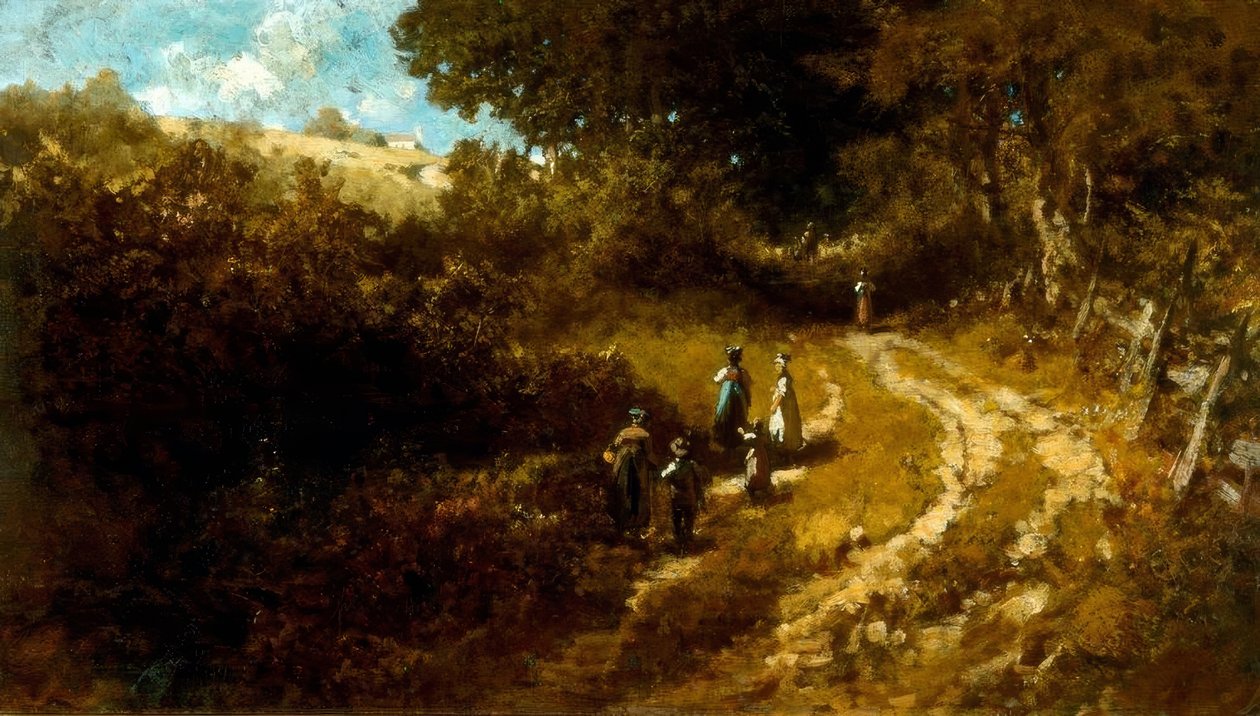 Går i kirke nær Dachau af Carl Spitzweg