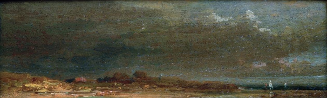 Landskab ved søen - Chiemsee landskab af Carl Spitzweg