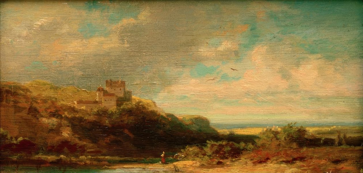 Landskab med en ådal og et slot af Carl Spitzweg