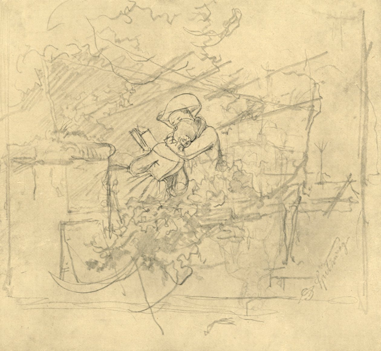 Lektüre, midten af slutningen af det 19. århundrede, c1924. af Carl Spitzweg