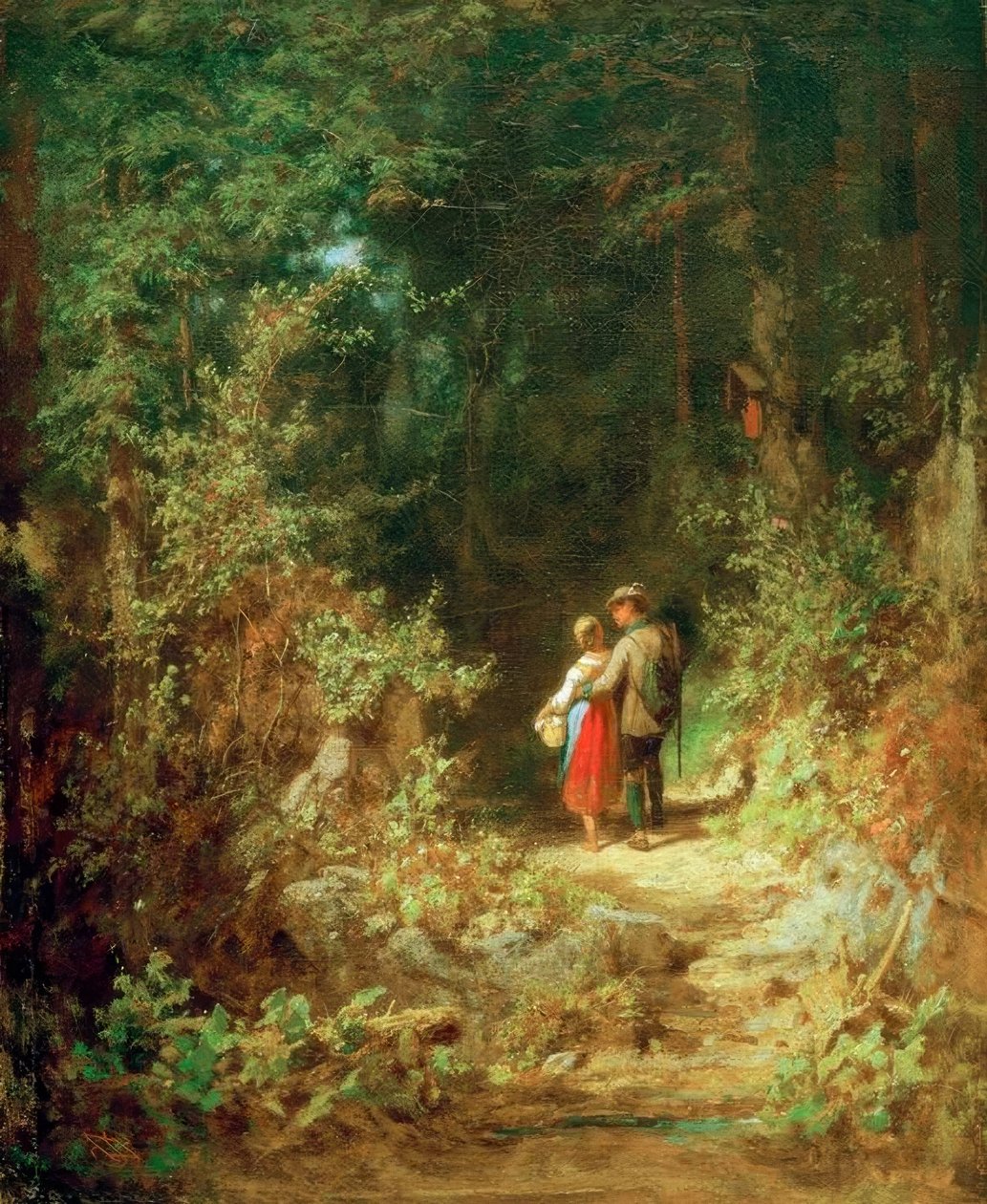 Elskere i skoven af Carl Spitzweg