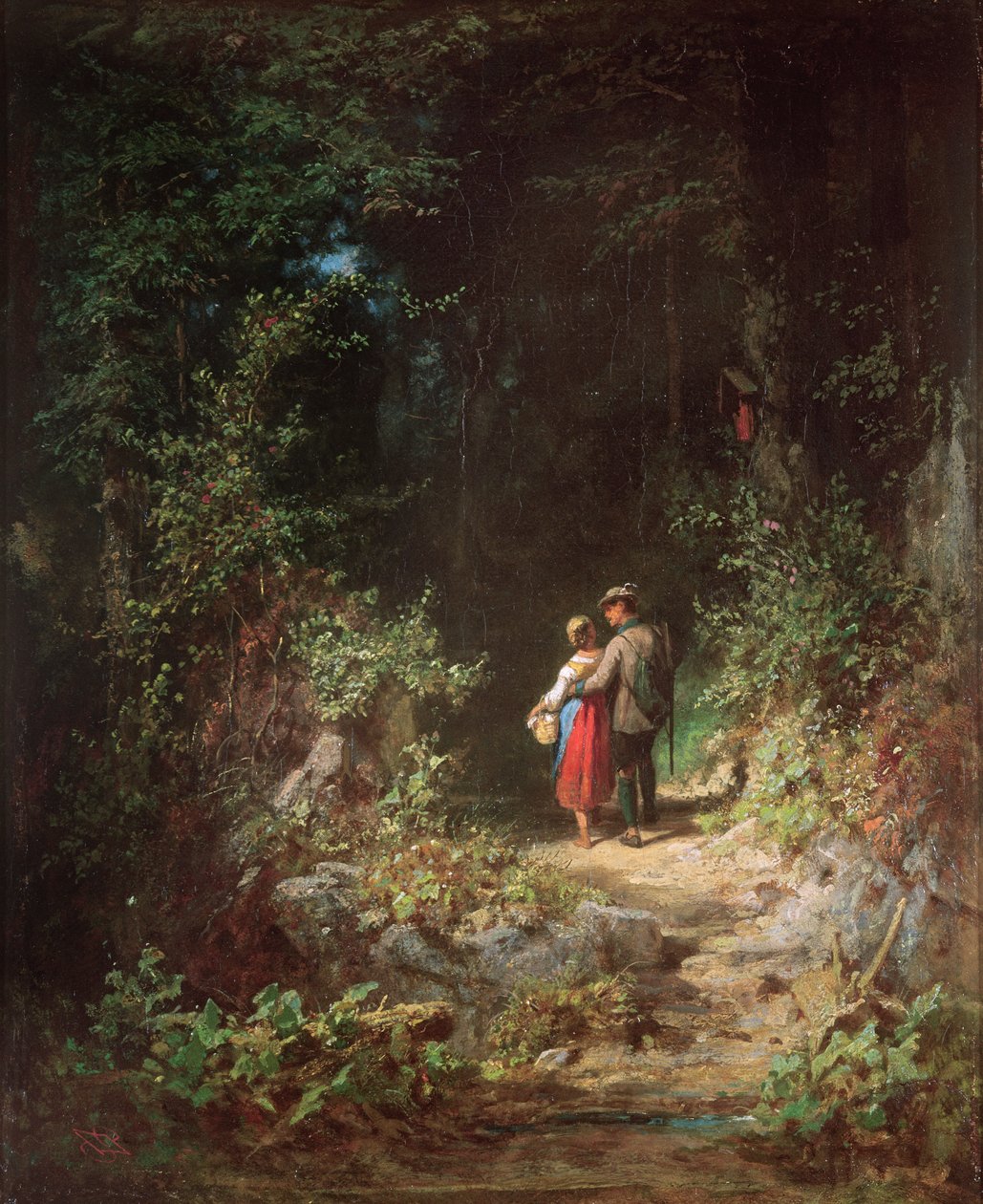 Lovers in a Wood, c.1860 af Carl Spitzweg