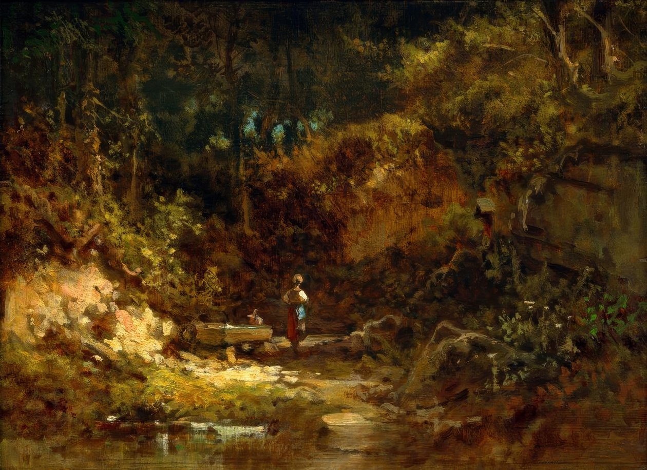 Pige ved skovfontænen af Carl Spitzweg
