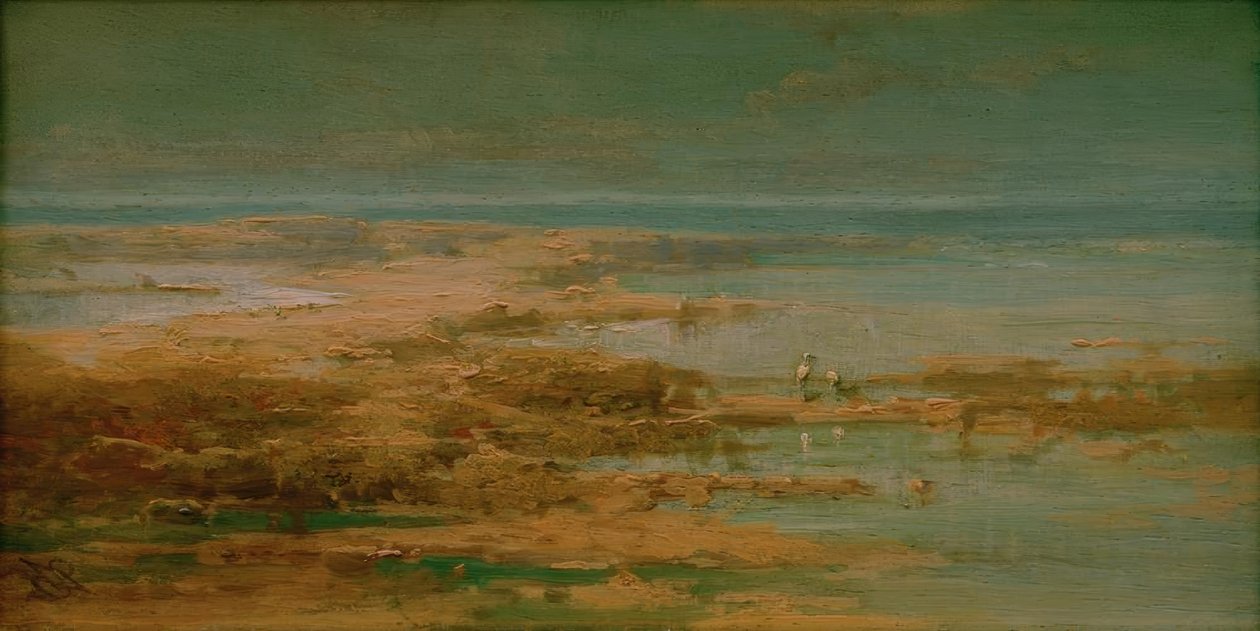 Nillandskab med storke af Carl Spitzweg