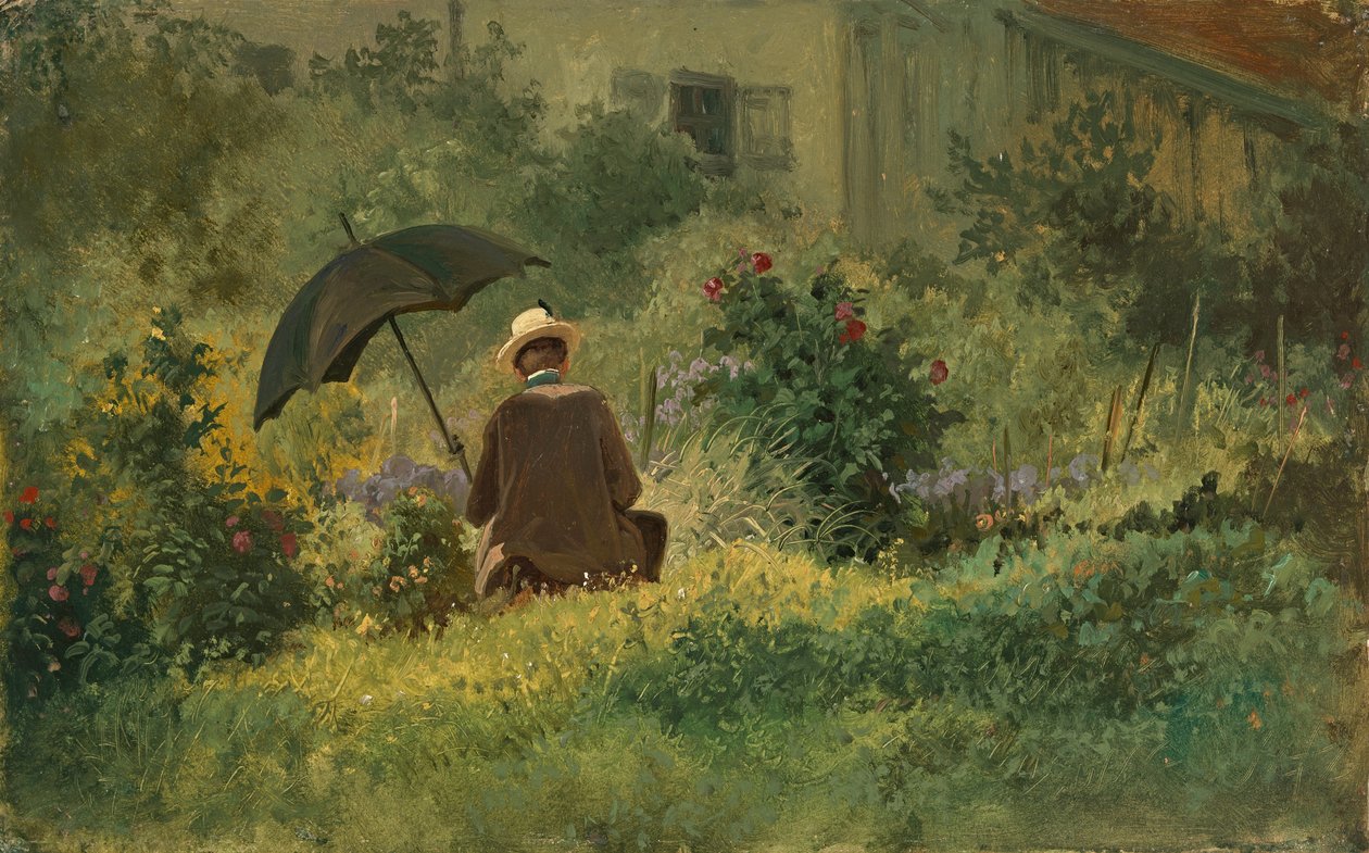 Maleren i haven, ca. 1860 (olie på lærred) af Carl Spitzweg