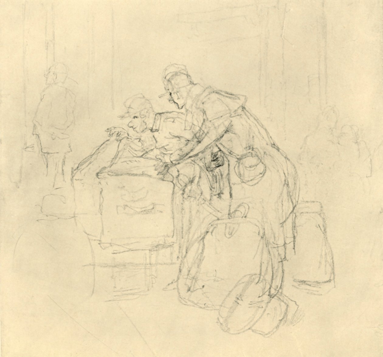 Zollvisitation II, midten af slutningen af det 19. århundrede, c1924. af Carl Spitzweg