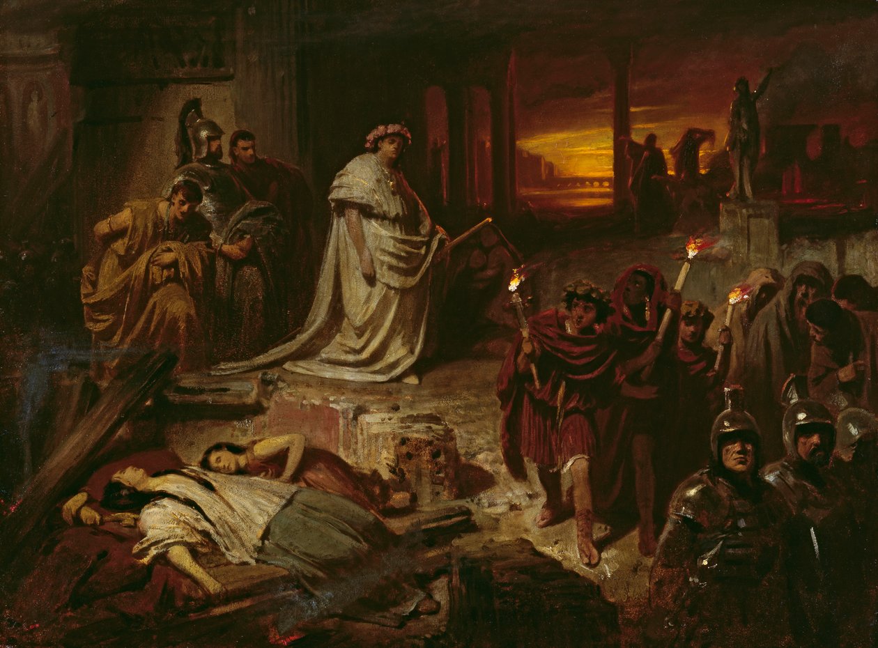 Nero på ruinerne af Rom af Carl Theodor von Piloty
