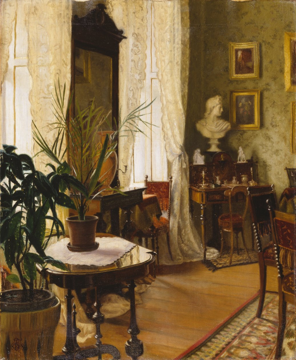 Et interiør (olie på lærred) af Carl Thomsen