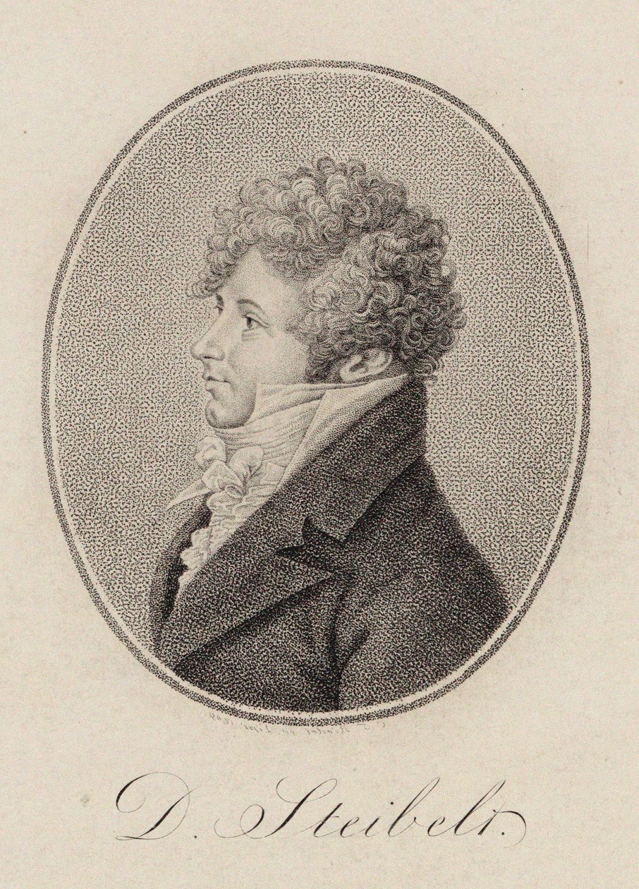 Portræt af pianist og komponist Daniel Steibelt 1765-1823, 1809. af Carl Traugott Riedel
