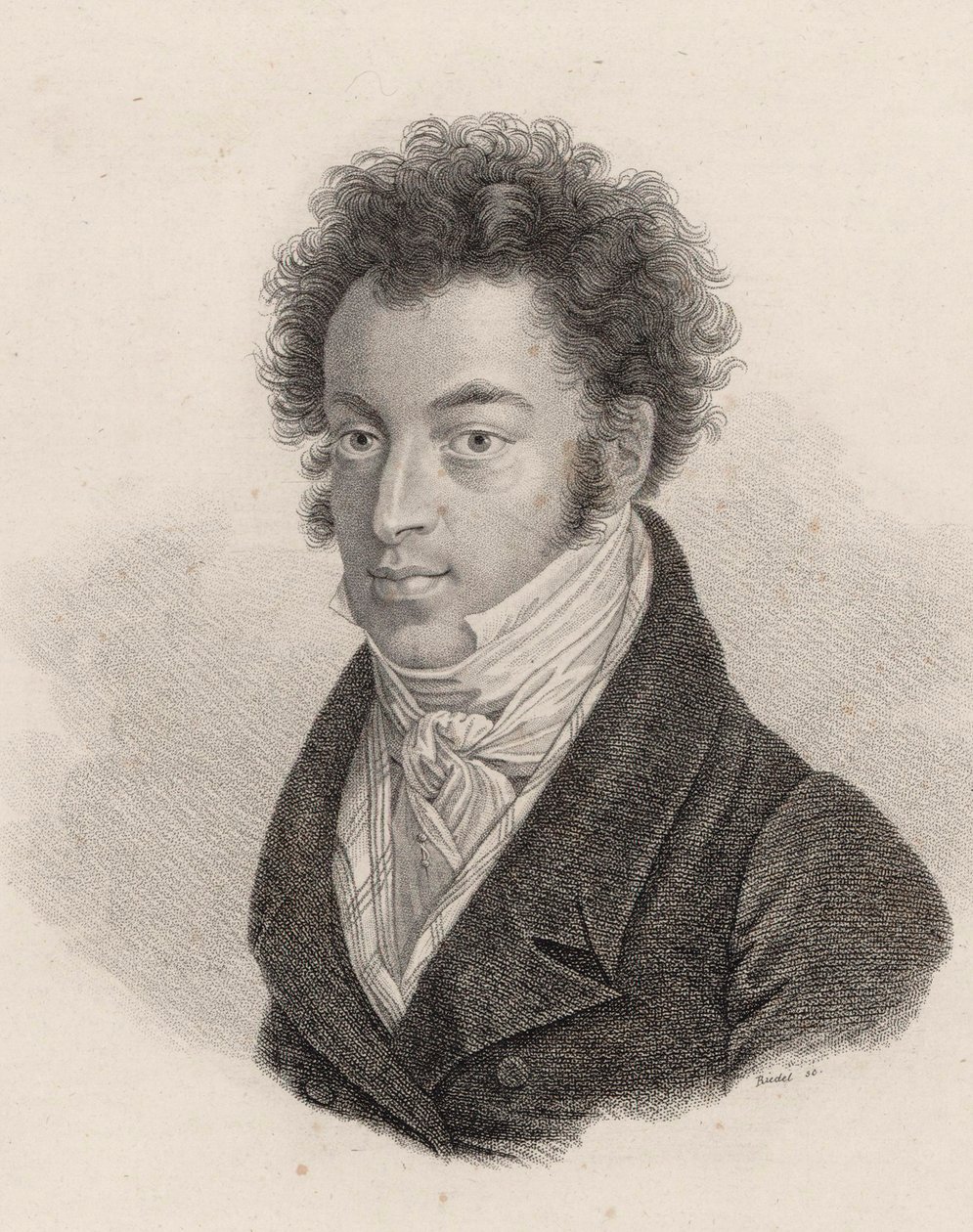 Portræt af pianist og komponist Ignaz Moscheles 1794-1 af Carl Traugott Riedel