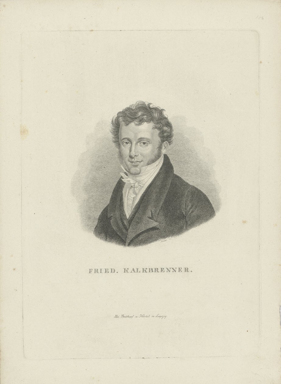 Portræt af komponisten Friedrich Kalkbrenner 1785-1849, ca 1821. af Carl Traugott Riedel