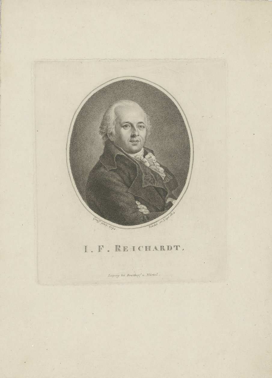 Portræt af komponisten Johann Friedrich Reichardt 1752-1814, 1814. af Carl Traugott Riedel