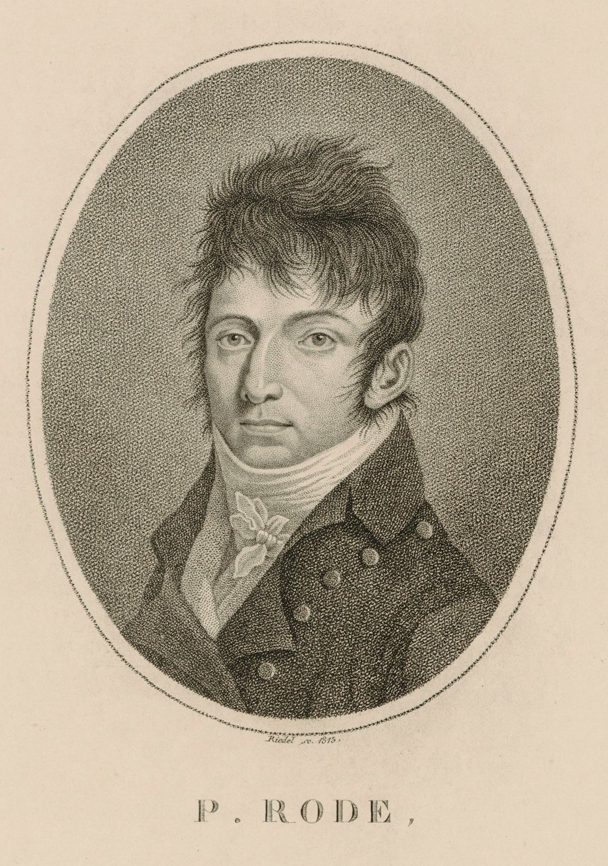 Portræt af komponisten Pierre Jacques Joseph Rode 1774-1830, 1813. af Carl Traugott Riedel
