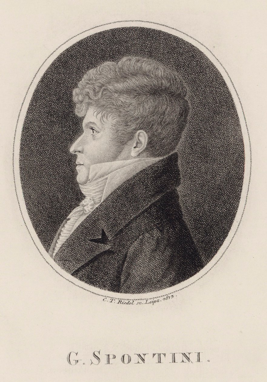 Portræt af dirigenten og komponisten Gaspare Spontini 1774-1851, 1813. af Carl Traugott Riedel