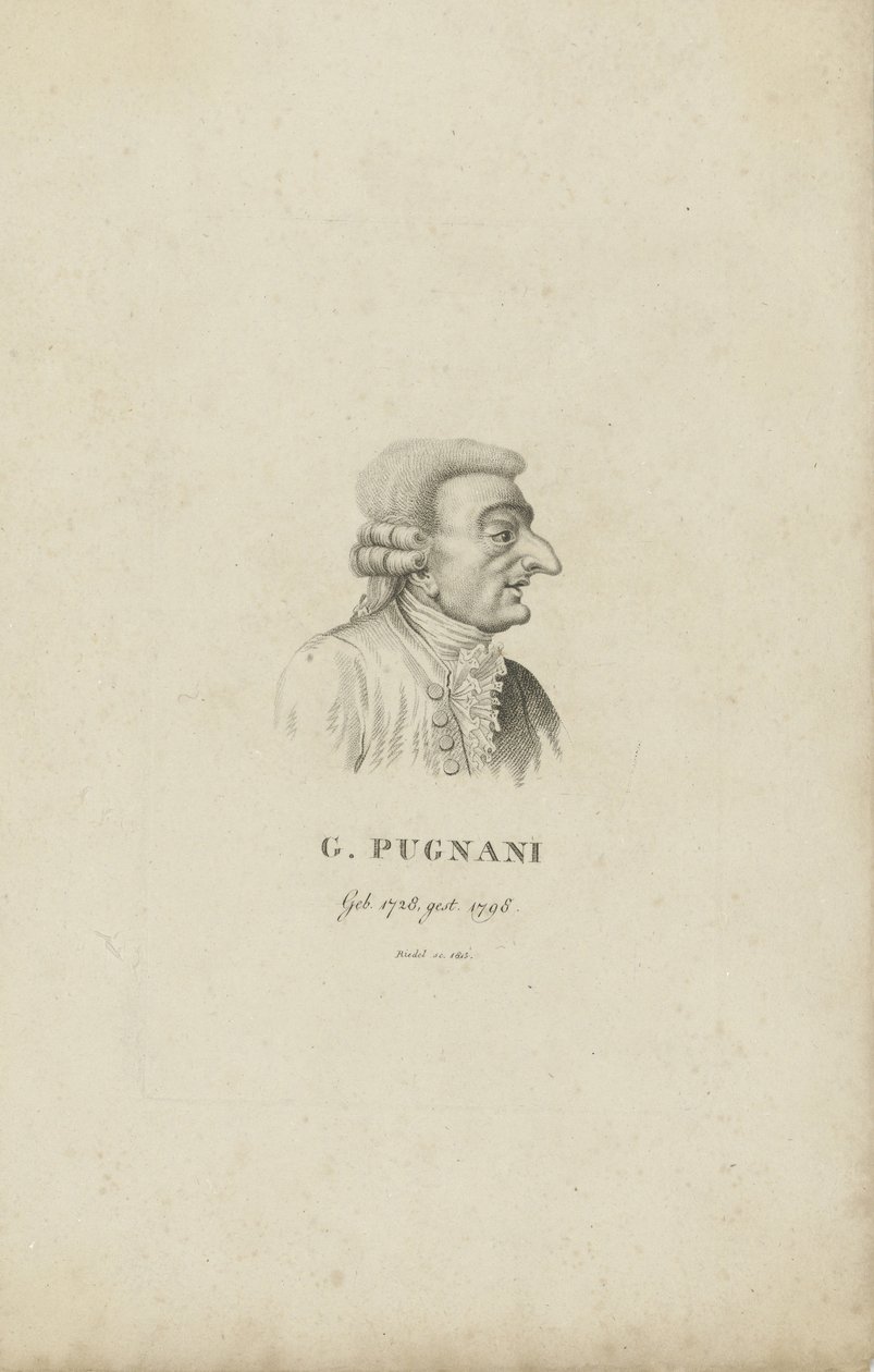 Portræt af violinisten og komponisten Gaetano Pugnani 1731-1798, 1815. af Carl Traugott Riedel