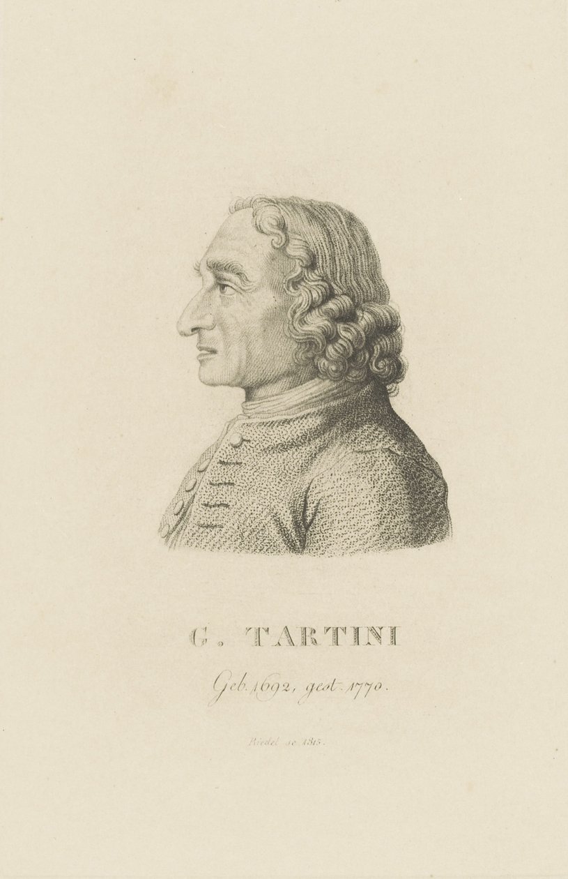 Portræt af violinisten og komponisten Giuseppe Tartini 1692-1770, 1815. af Carl Traugott Riedel