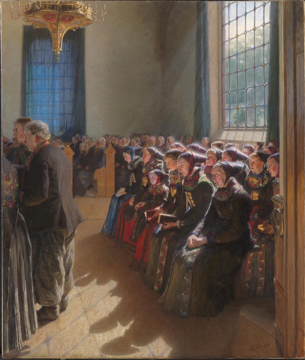 Under gudstjenesten i en kirke på Amager af Carl Wentorf