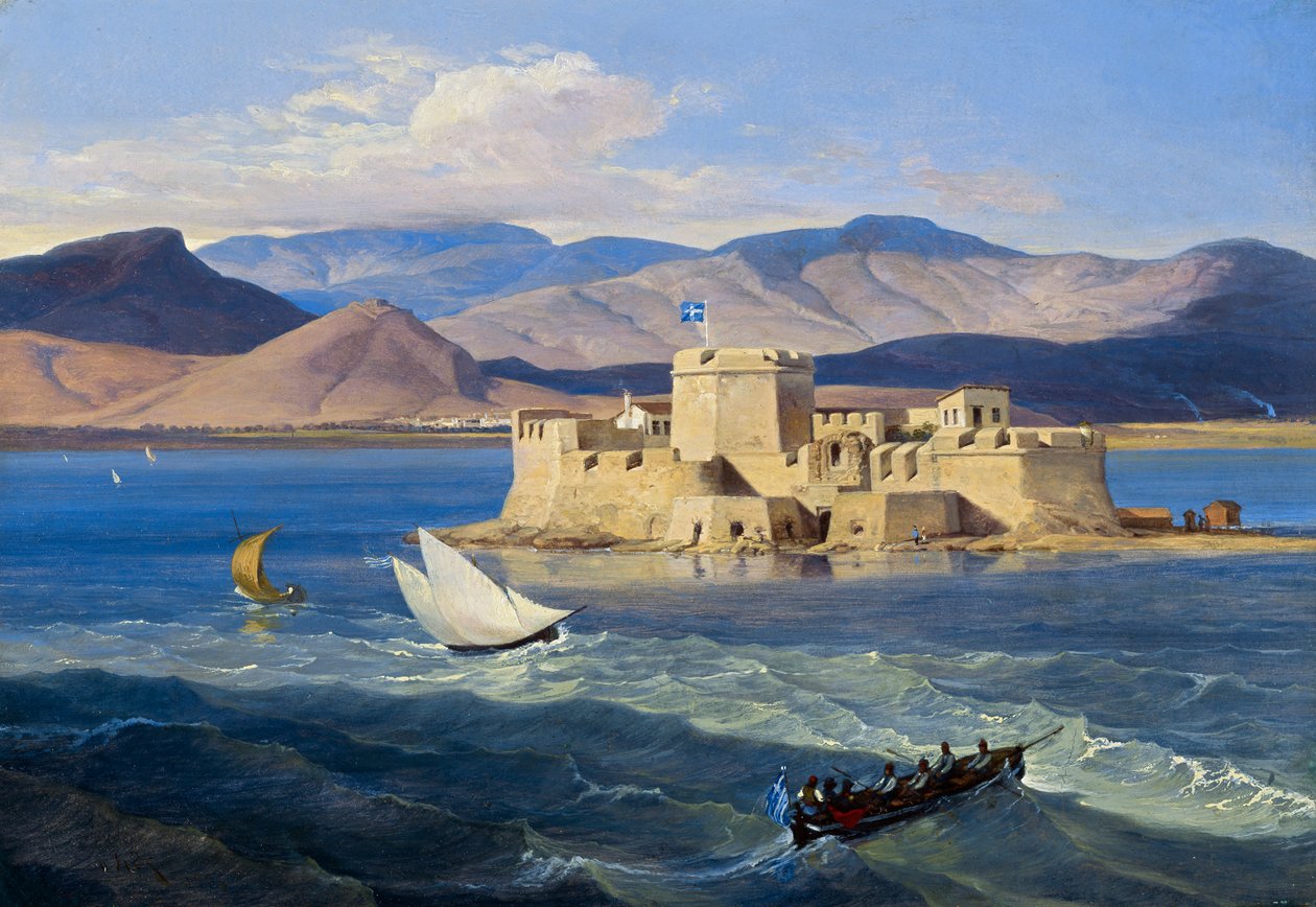 Fæstning Bourtzi nær Nauplia af Carl Wilhelm Freiherr von Heideck