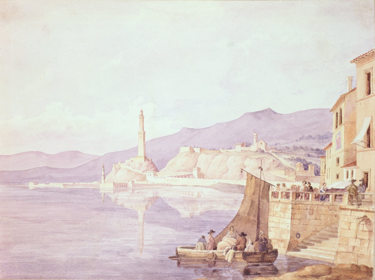 Havnen i Genova, 1835 af Carl Wilhelm Goetzloff