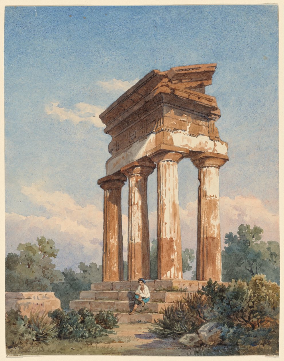 En tempelruin i Agrigento af Carl Wilhelm Götzloff