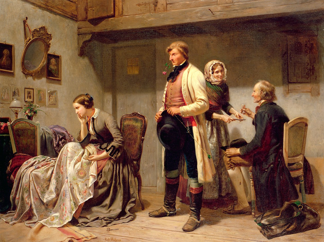 En skål for det forlovede par (olie) af Carl Wilhelm Huebner