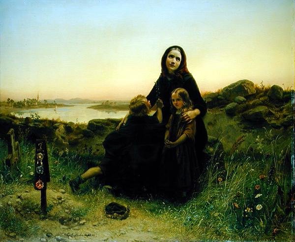 Den sørgende enke, 1852 af Carl Wilhelm Huebner