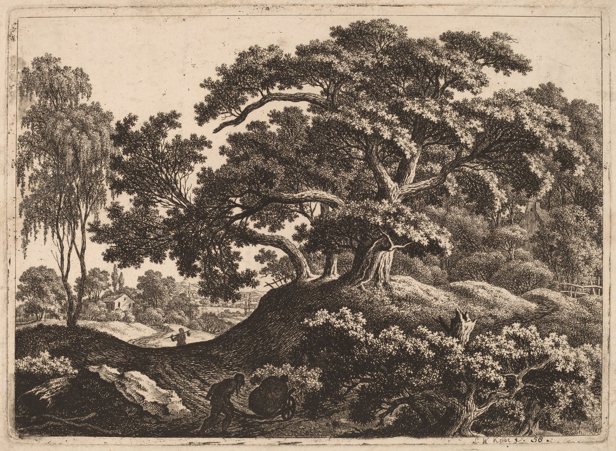 Landskab med mand, der skubber en vogn af Carl Wilhelm Kolbe