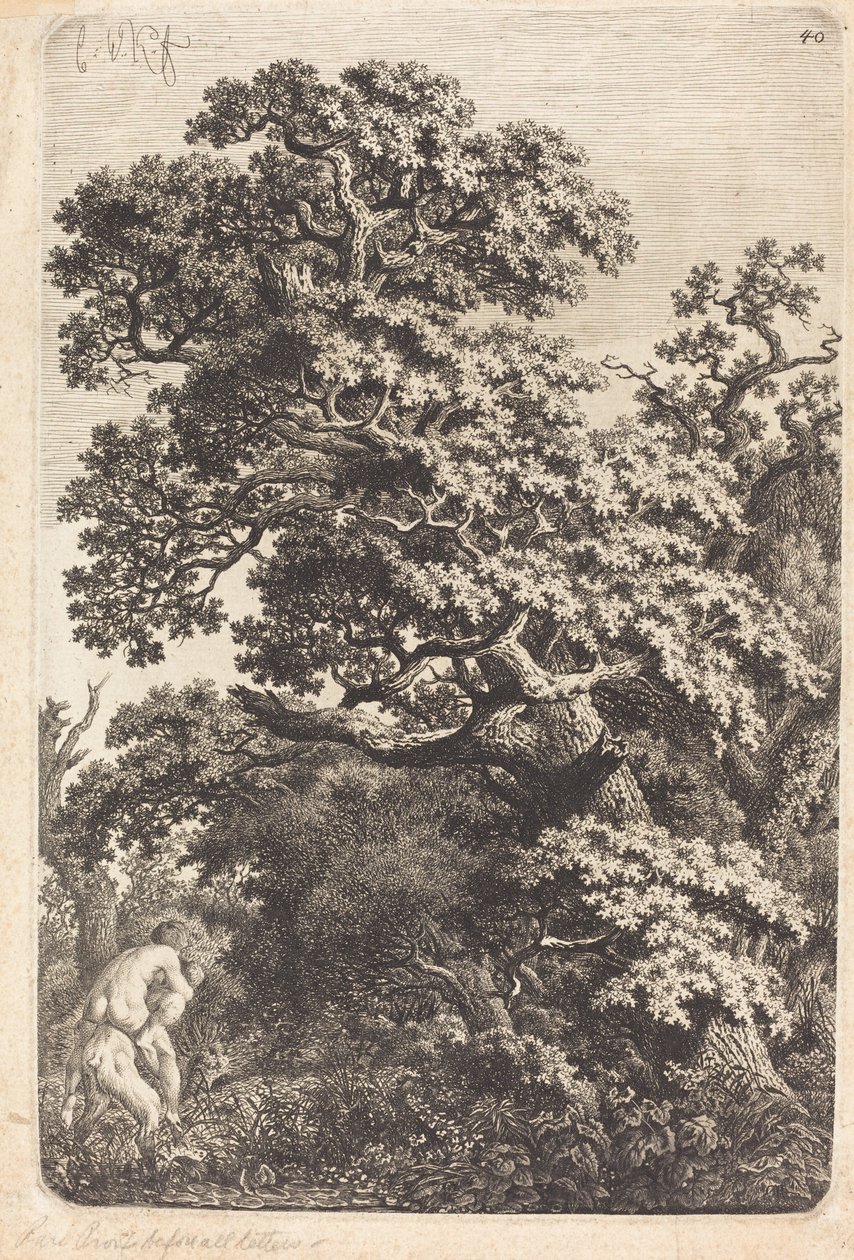 Satyr og nymfe i en sump af Carl Wilhelm Kolbe