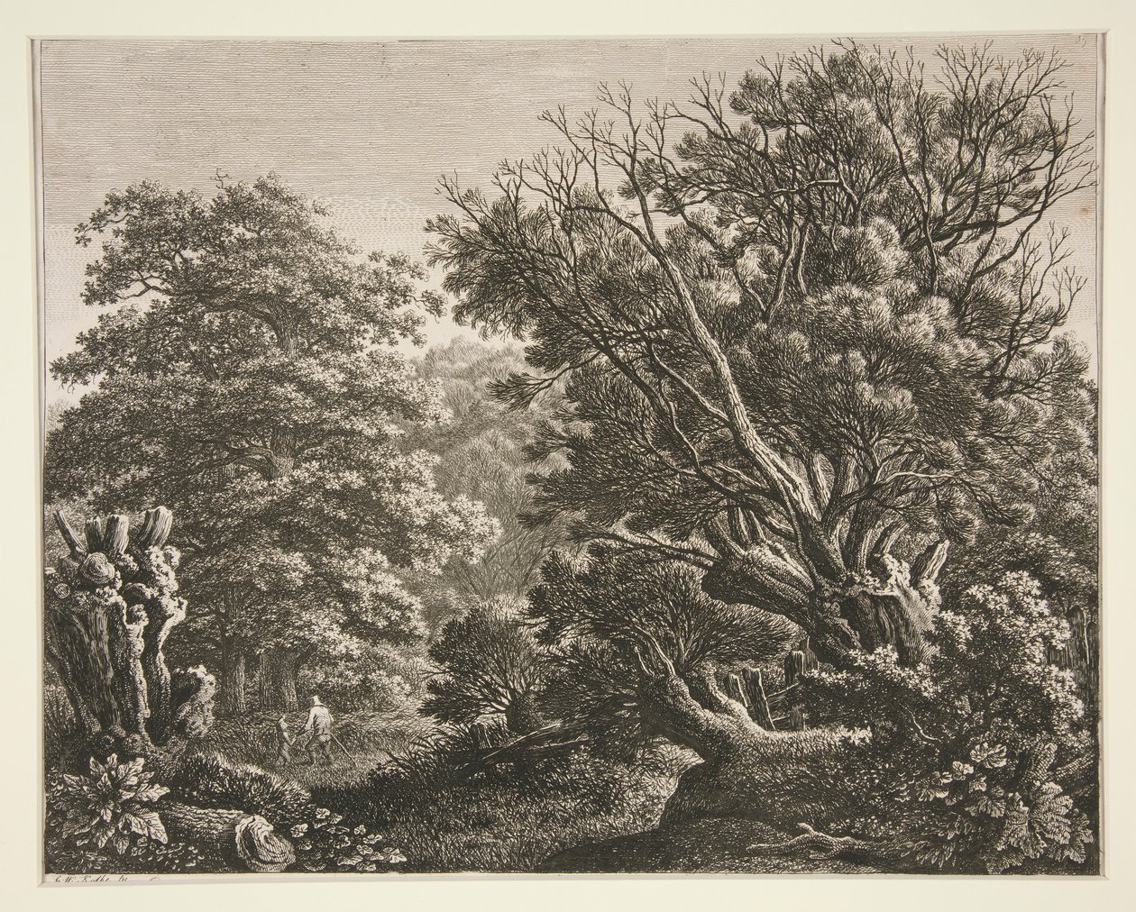 Landskab med knudret træ af Carl Wilhelm Kolbe the elder