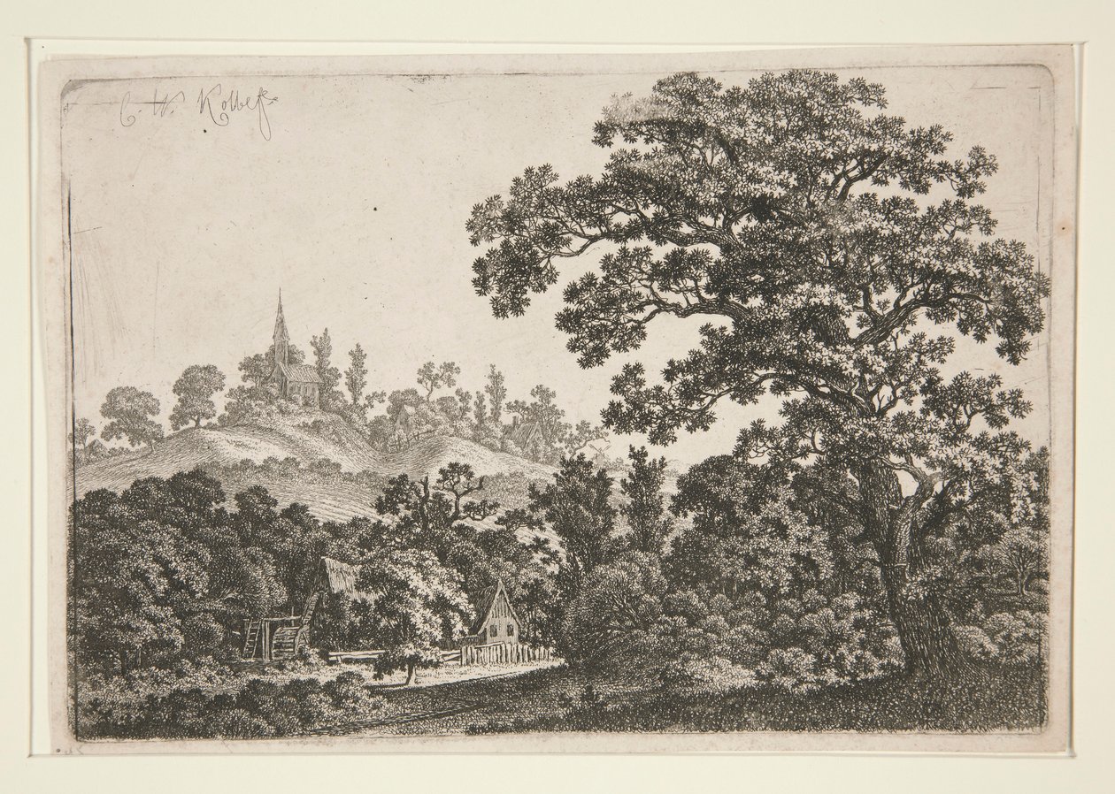 Landskab med Mølle af Carl Wilhelm Kolbe the elder