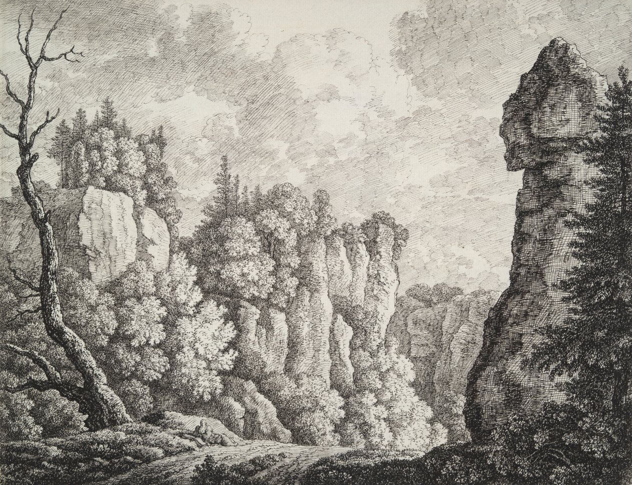 Klippelandskab med en eremit af Carl Wilhelm Kolbe the elder