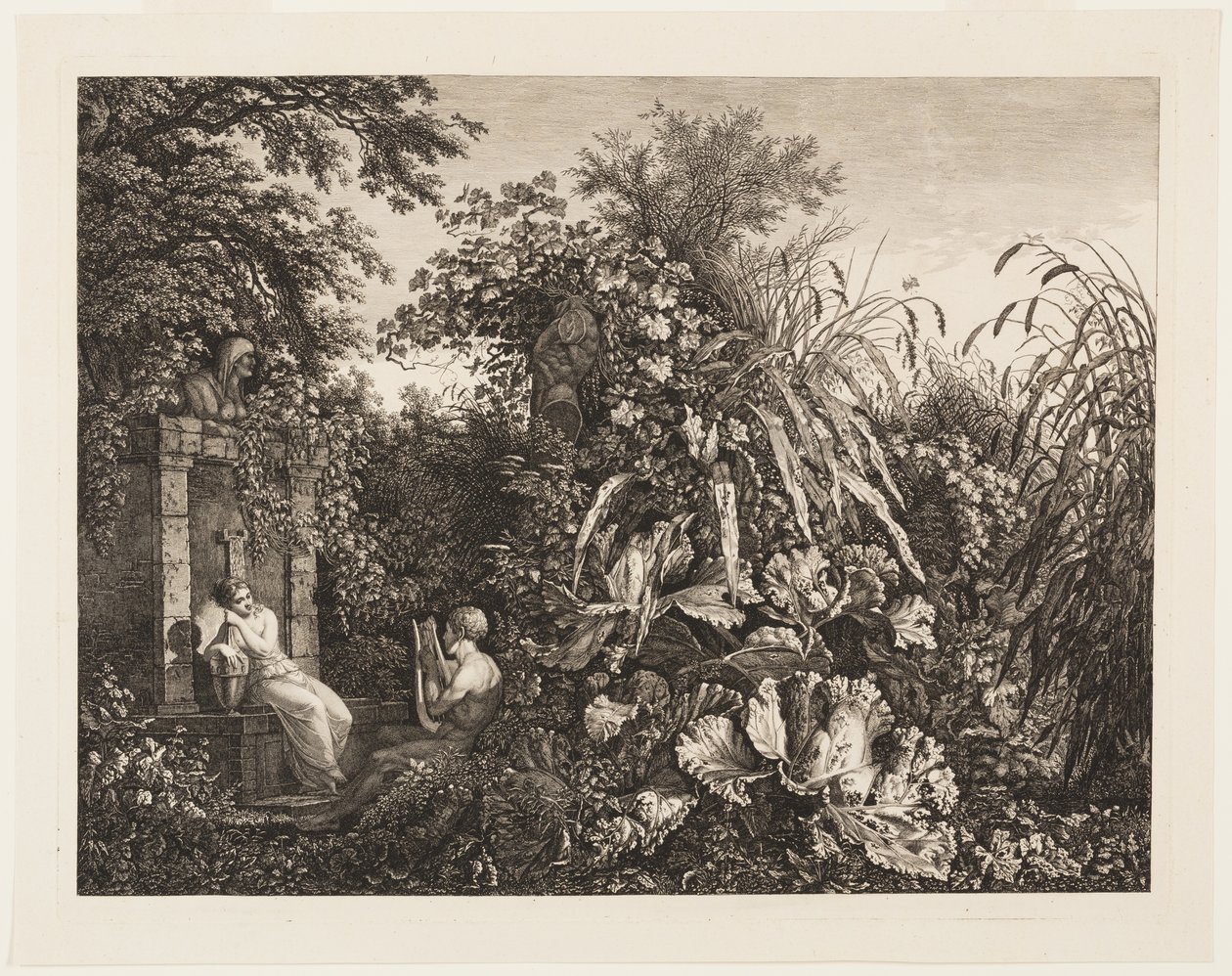 Ungdom, der spiller en Lyre til en Jomfru ved en Springvand af Carl Wilhelm Kolbe, the elder