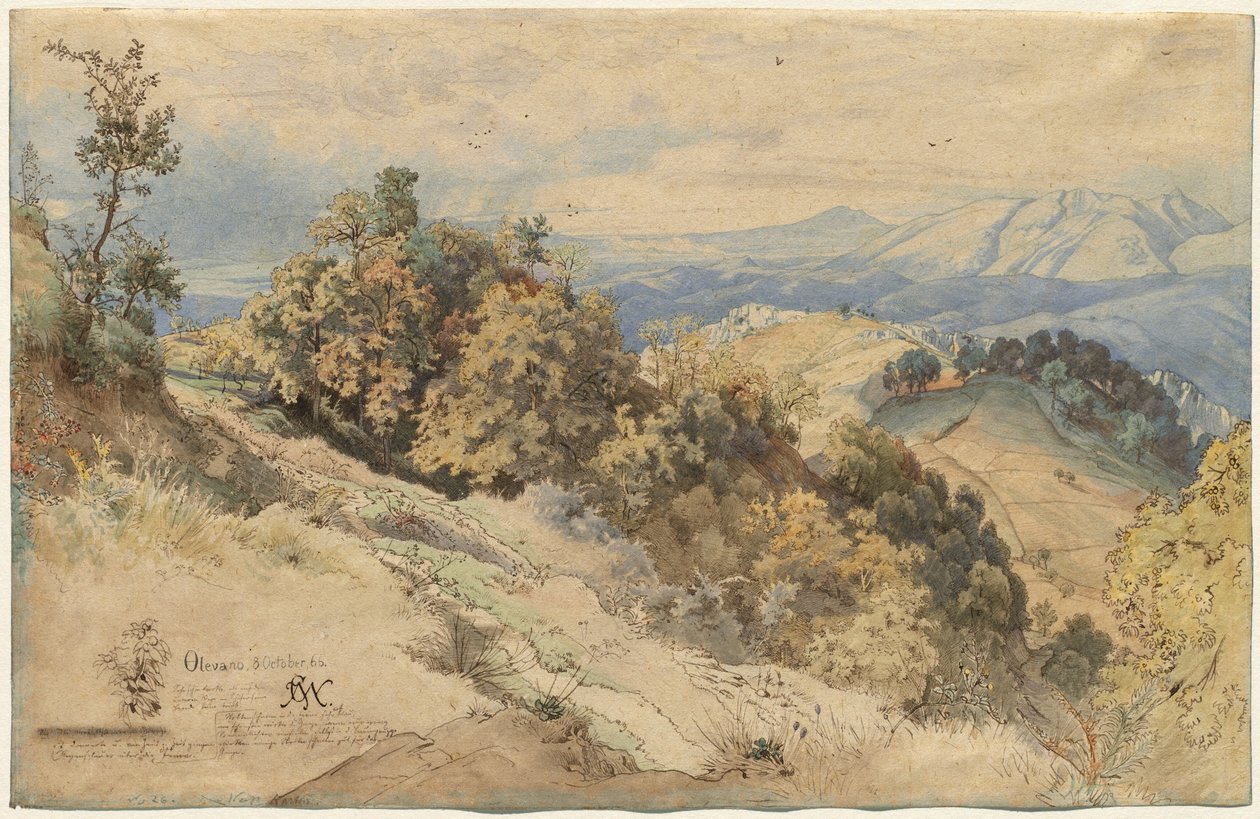 Sol og regn i Serpentara nær Olevano af Carl Wilhelm Müller