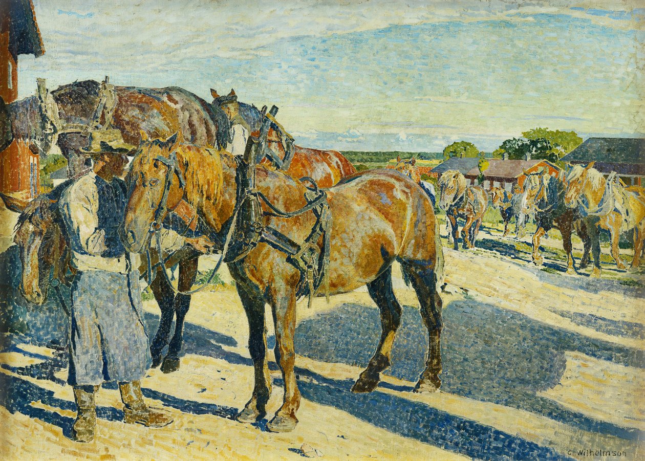 Ved Staldgården; Pa Stallbacken af Carl Wilhelm Wilhelmson