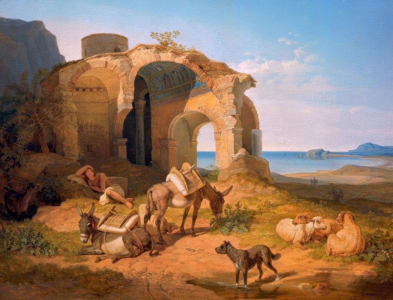 Landskab med ruinerne af en byzantinsk kirke af Carl Wilhelm von Heideck