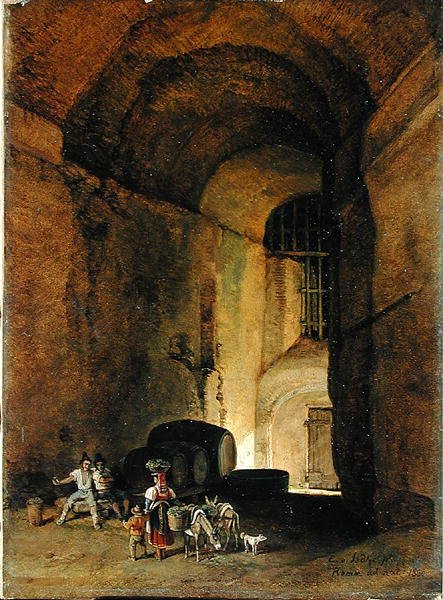 An Osteria, 1830 (1836?) (olie på papir på lærred) af Carl Wilhelm von Heidick